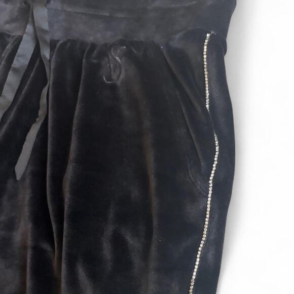 Victoria’s Secret Black Velour Jogger Pants L Rhinestone Zip Detail - Picture 3 of 8